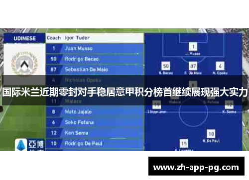 国际米兰近期零封对手稳居意甲积分榜首继续展现强大实力 国际米兰近期零封对手稳居意甲积分榜首继续展现强大实力